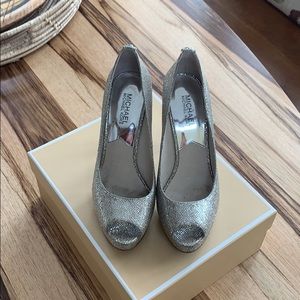 Michael Kors York Platforms in Silver Glitter